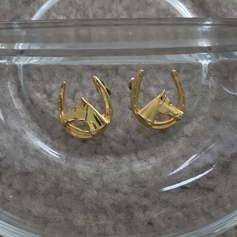 Horseshoe Horse Head Earrings